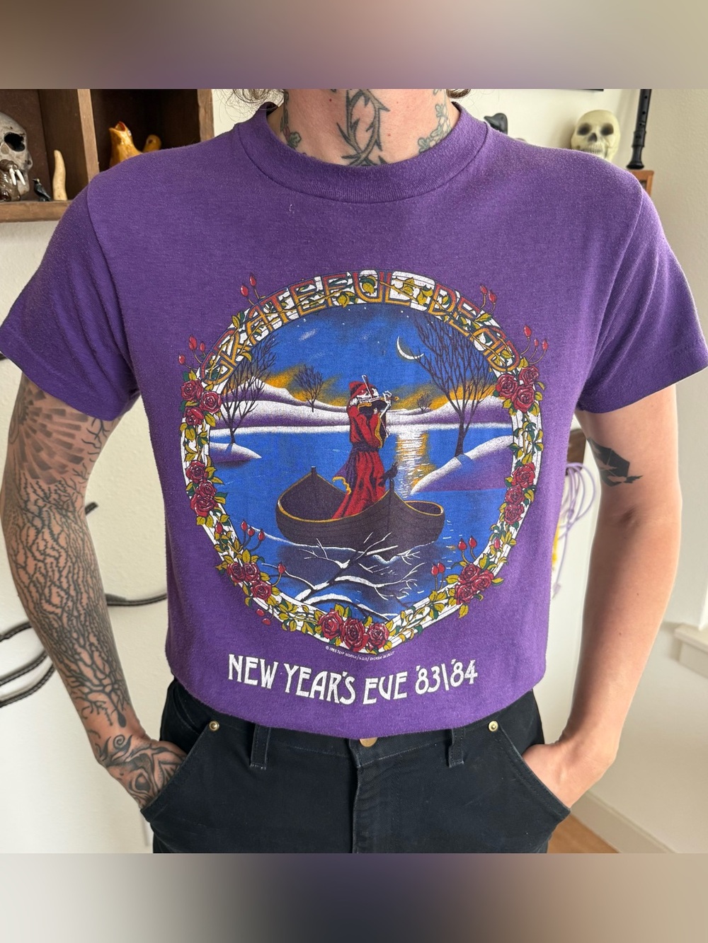 Vintage 80s Grateful Dead New Years Eve Purple Tee 1983 Ched Anvil ~ Size Small